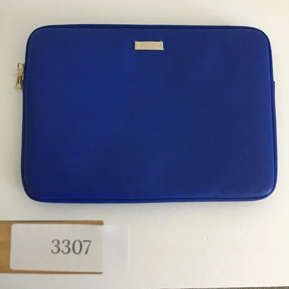 Kate Spade Saffiano Laptop Sleeve Blue Faux Leather Fits Up to 13.5 Laptop